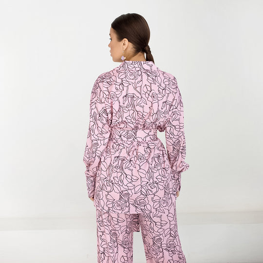 Damen modisches Blazer-Set mit floralen Akzenten EB