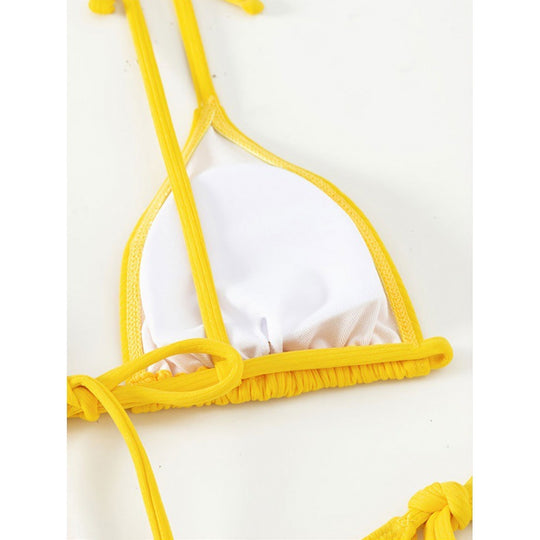 Damen Triangel-Bikini-Set mit Schnürausschnitt und hohem Beinausschnitt EB
