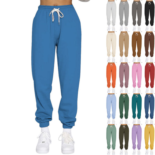Damen nan High‑Waist Relax-Jogginghose mit elastischem Komfortbund, Kordelzug und gerippten Knöchelbündchen EB