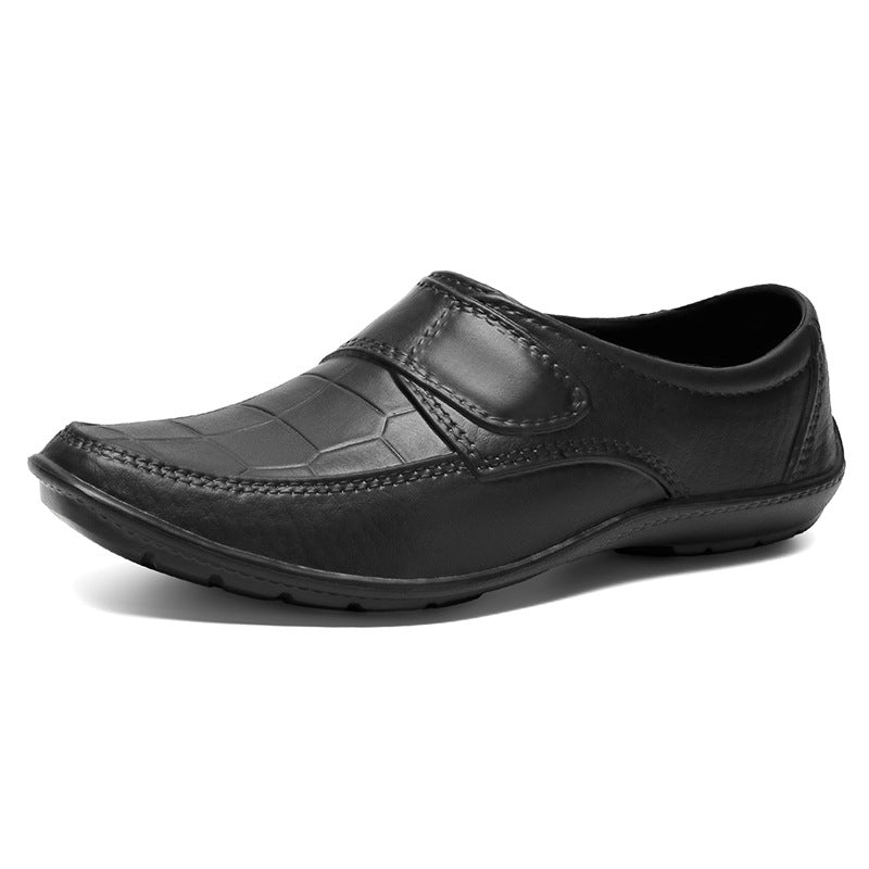 Herren Komfortable Leder Slipper mit leichtem Klettverschluss EB