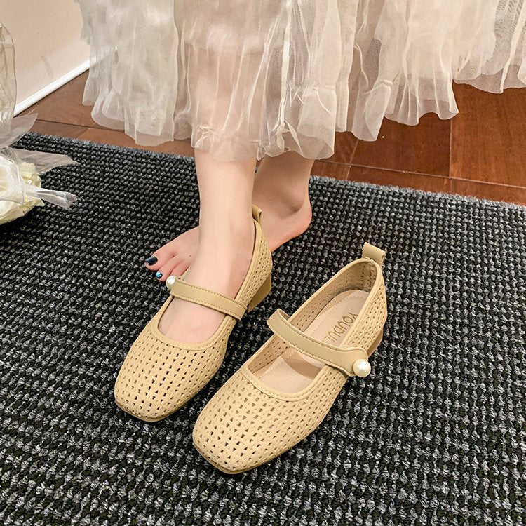 Damen elegante Ballerinas mit strapazierfähigem Netzdesign und modischer Schnalle EB