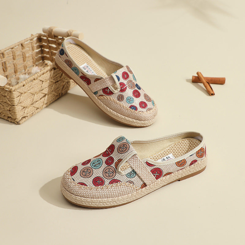 Damen Bequeme Slip-On Schuhe mit buntem Knopfdesign EB