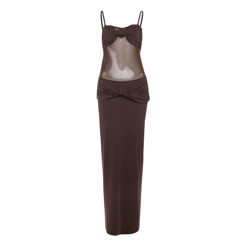 Damen Maxi Strandkleid mit raffiniertem Bustier-Design und elastischem Bund EB