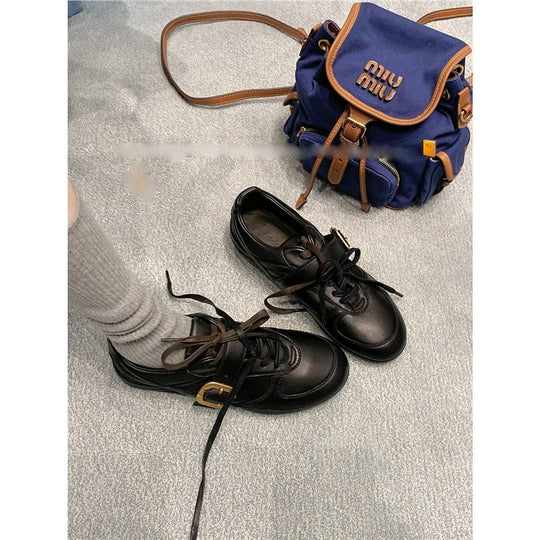 Damen elegante Schnürschuhe mit modischer Schnalle EB