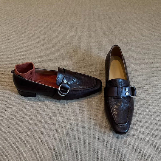 Damen klassische Mokassins mit eleganter Schnallenapplikation EB