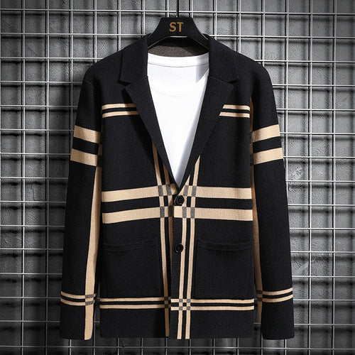 Herren modische Strickjacke mit einzigartigem Karomuster EB