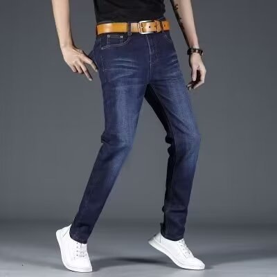 Herren Slim Fit Jeans mit elastischem Bund und modernen Akzenten EB