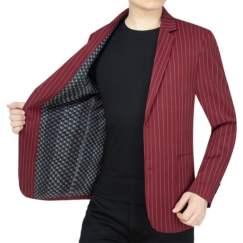 Herren Nadelstreifen-Sakko Slim-Fit mit kontrastivem Innenfutter EB