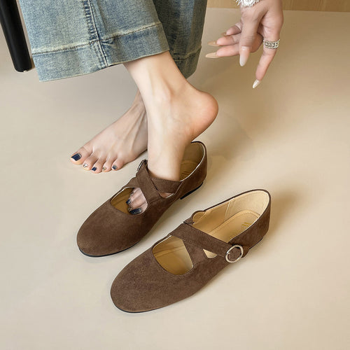 Damen Ballerinas mit modernem Riemen und eleganter Schnalle EB