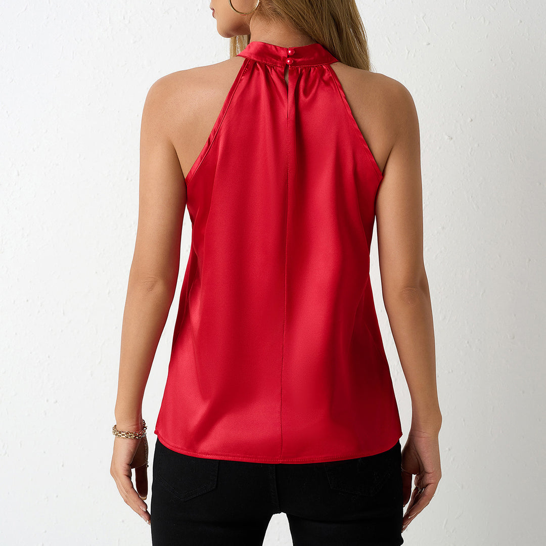Damen Satin-Hochkragenoberteil mit elegantem Schnitt EB