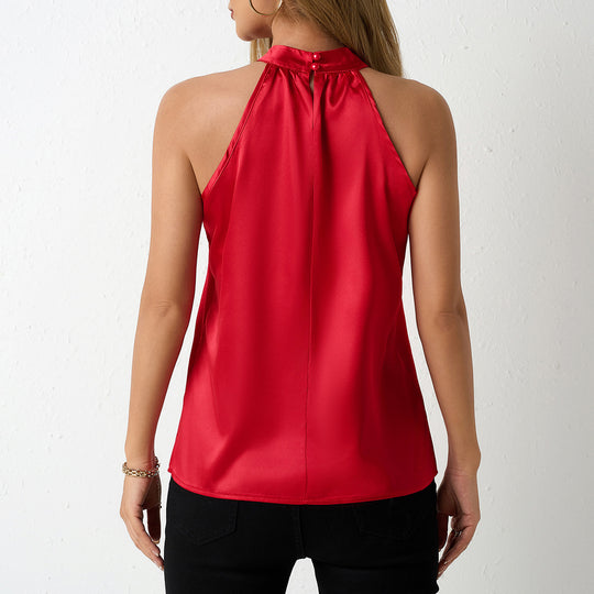 Damen Satin-Hochkragenoberteil mit elegantem Schnitt EB