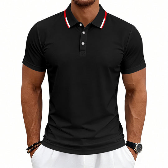 Herren nan tailliertes Kurzarm-Poloshirt mit Kontrastkragen aus atmungsaktivem Piqué EB