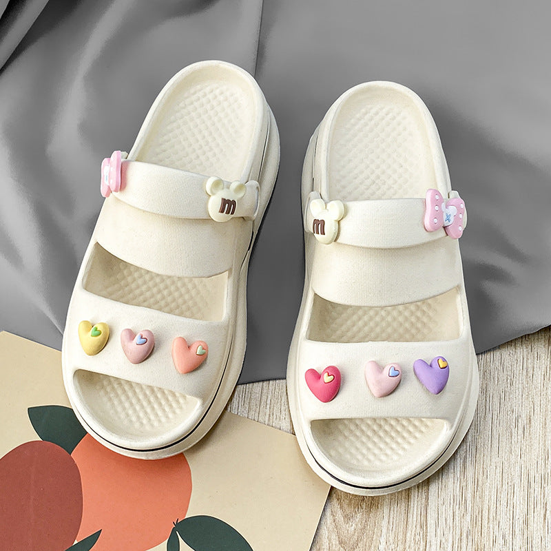 Damen trendige und bequeme Clogs mit bunten Verzierungen EB
