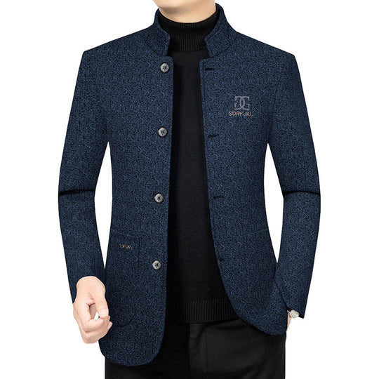Herren Moderner Stehkragen-Blazer im Travel-Stil mit wattierter Innenfütterung EB