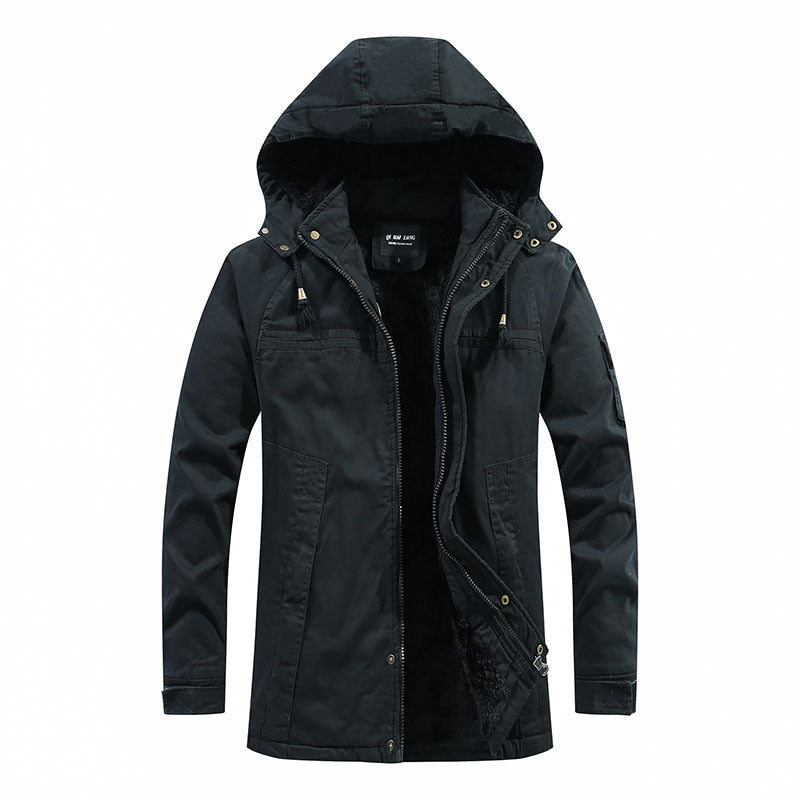 Herren Fieldparka aus robustem Canvas mit wärmender Teddyfleece‑Innenlage und Ärmeltasche EB