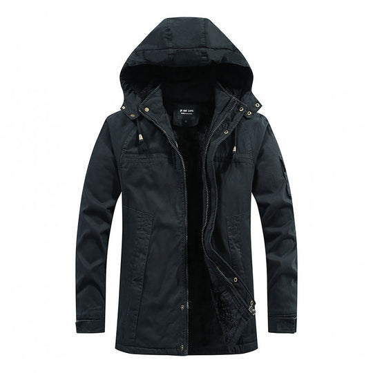 Herren Fieldparka aus robustem Canvas mit wärmender Teddyfleece‑Innenlage und Ärmeltasche EB