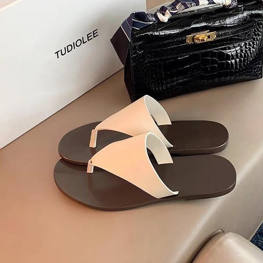 Damen elegante Zehentrenner-Sandalen aus hochwertigem Material EB