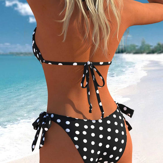 Damen Bikini-Set mit modernen Polka-Dots und hoch taillierter Bikini-Hose EB
