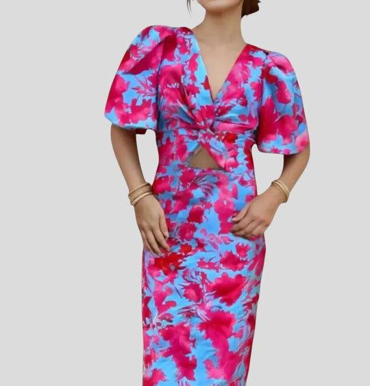 Damen Elegantes Kleid mit Volants und Spitzenelementen EB