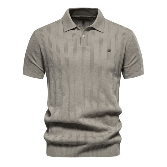 Herren Kurzarm Polo-Shirt mit strukturiertem Streifenmuster EB