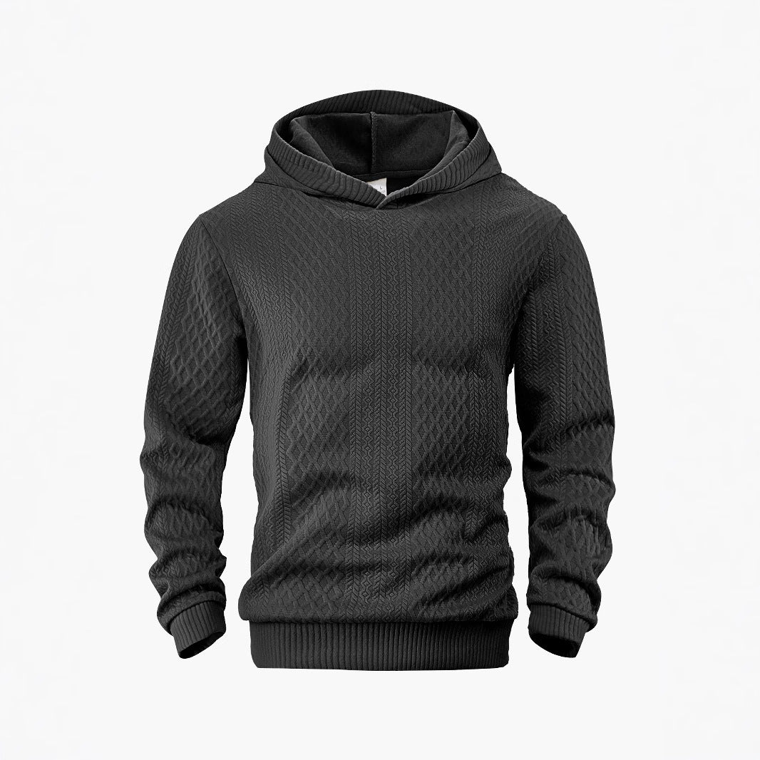 Herren nan strukturierter Schlauchkragen-Pullover mit Kapuze und Waben-Jacquard EB