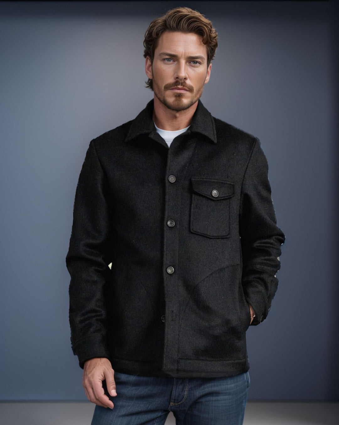 Herren Wolljacke im stilvollen Vintage-Look EB