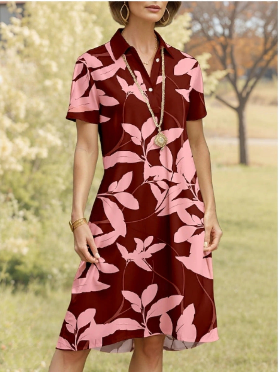 Damen Polo-Kleid mit floralem Design und komfortablem Schnitt EB