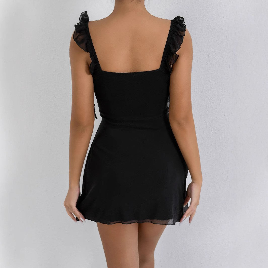 Damen Elegantes trägerloses Minikleid mit raffiniertem Schleifendetail EB