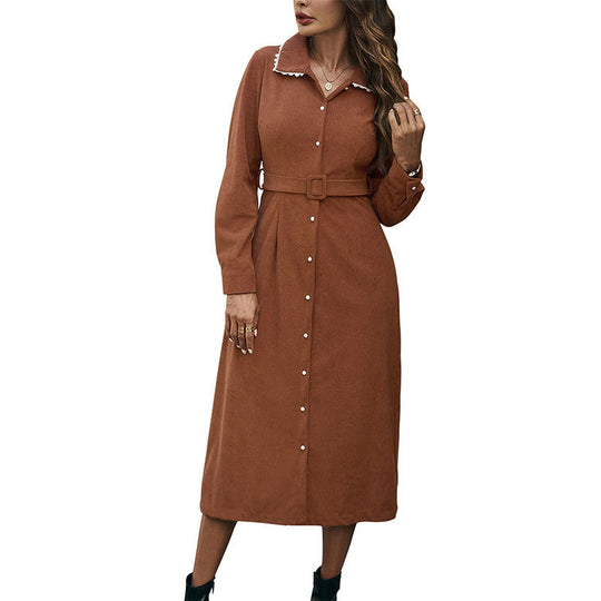 Damen Hemdkleid mit eleganter Knopfleiste und schickem Taillengürtel EB