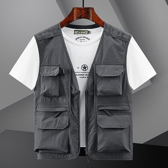 Herren Utility Outdoor-Weste mit Mehrfachtaschen und Frontreißverschluss EB
