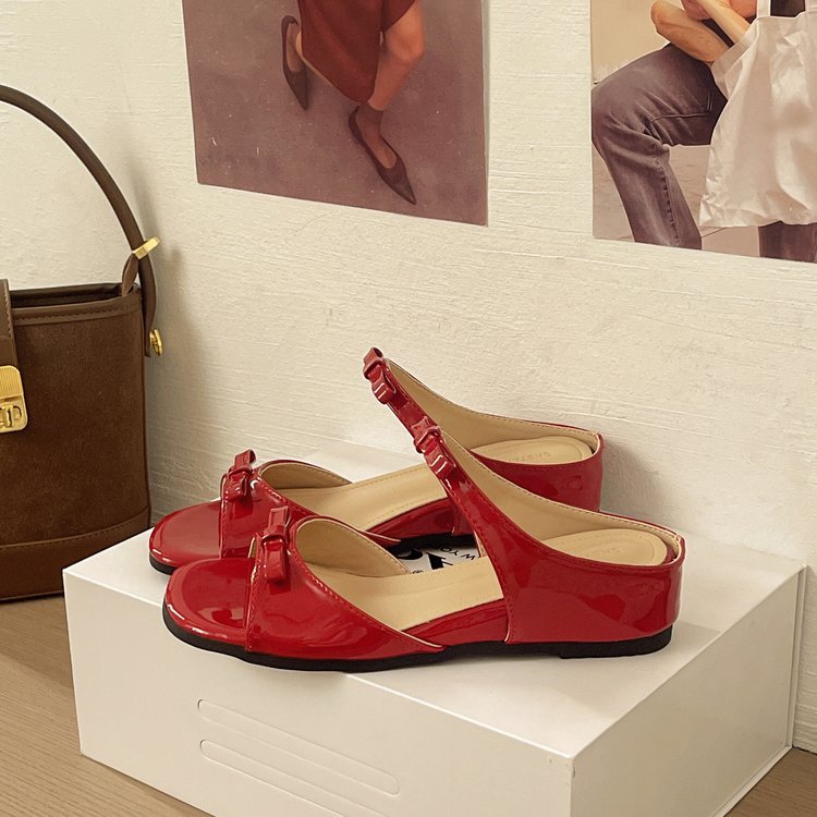 Damen elegante Slingback-Sandalen mit zierlichem Schleifenakzent EB