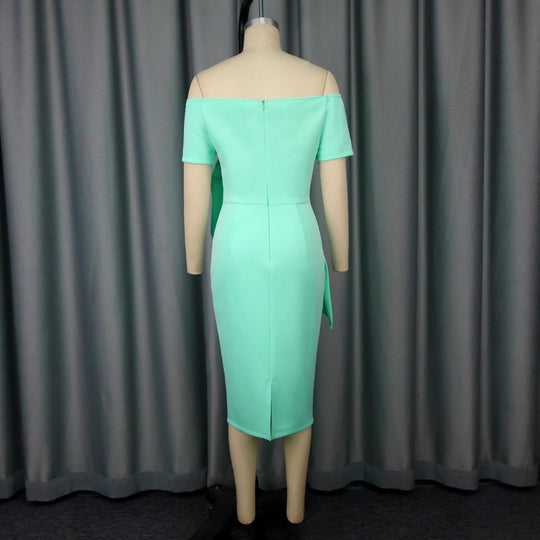 Damen Elegantes Wickelkleid mit asymmetrischem Design und Drapierungen EB