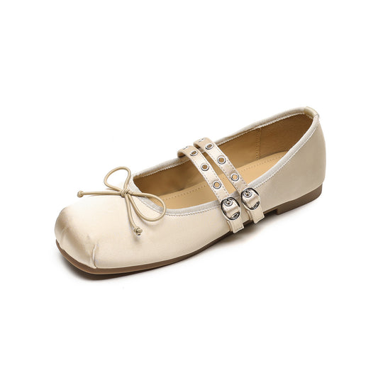 Damen Ballerinas mit verstellbarem Riemen und stilvollem Schleifendetail EB