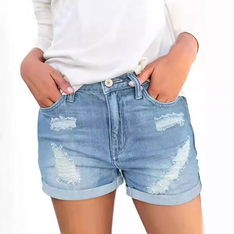 Damen Jeansshorts mit modischen Rissdetails und lässigem Schnitt EB