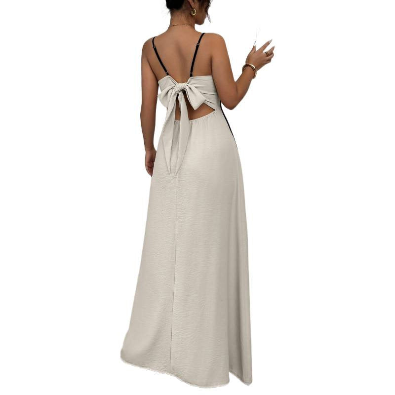 Damen Maxikleid mit elegantem Liniendesign und schmalen Trägern EB