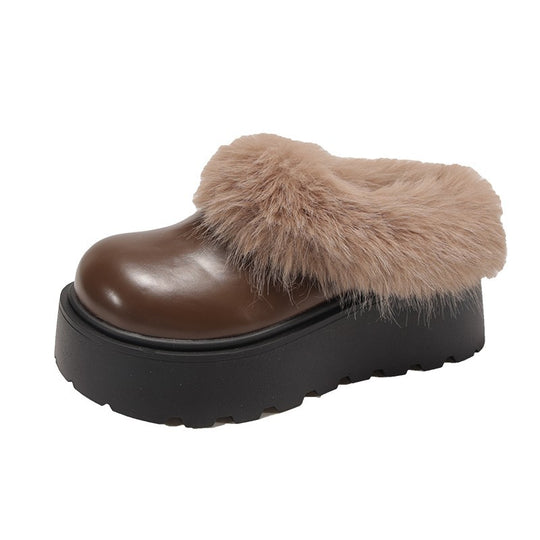 Damen Plüschgefütterte Plateau-Schuhe mit rutschfester Sohle EB