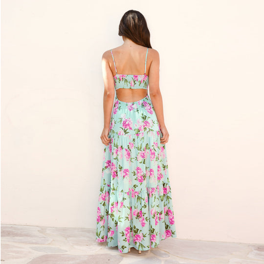 Damen Maxi Kleid mit floralen Mustern EB