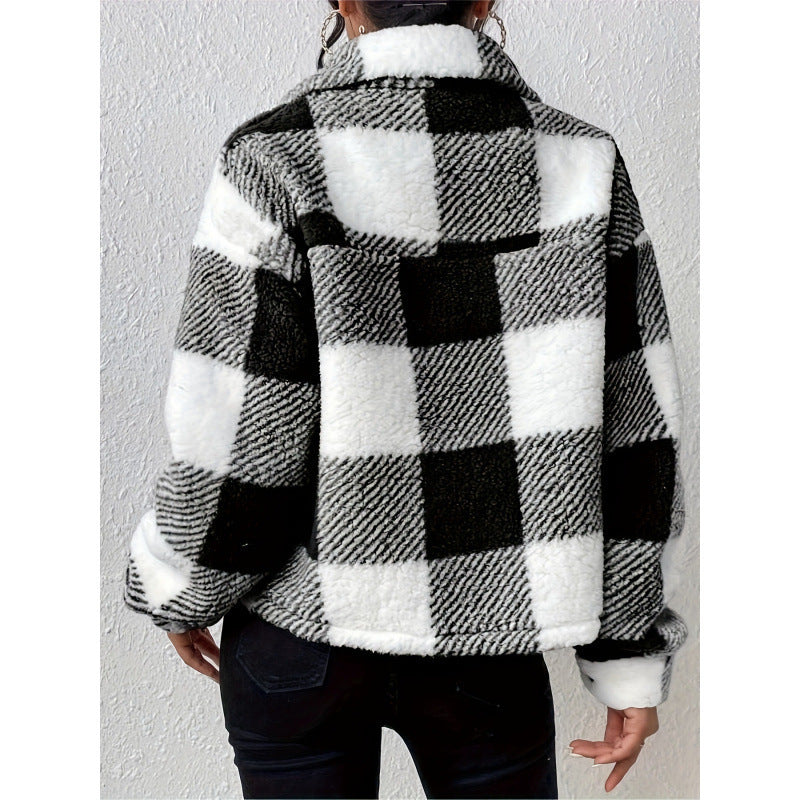 Damen Fleecejacke mit Karomuster EB