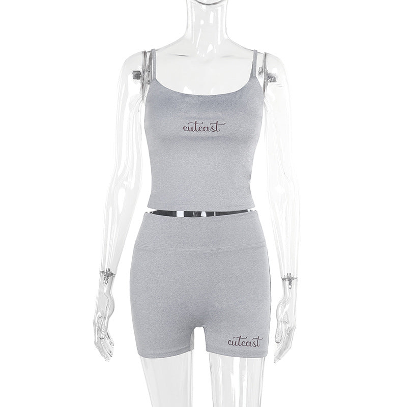 Damen sportliches Crop-Top und Shorts-Set EB