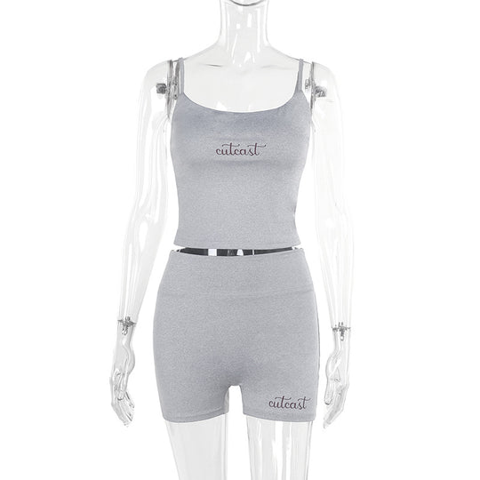 Damen sportliches Crop-Top und Shorts-Set EB