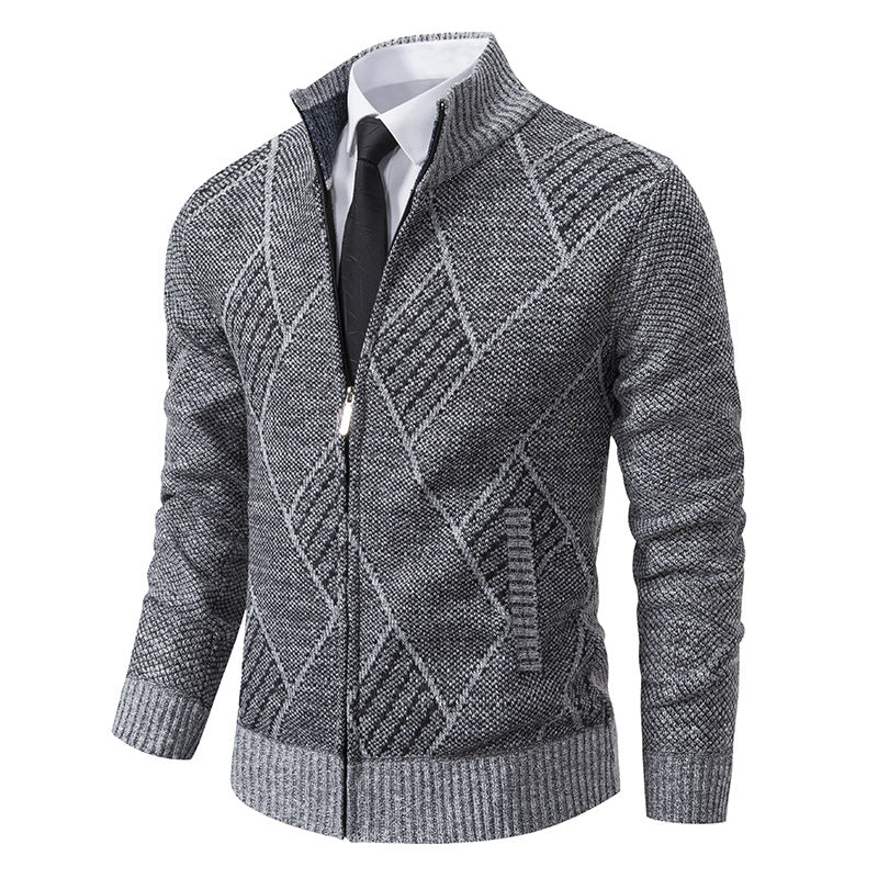 Herren Strickjacke mit modernem Muster und schmalem Schnitt EB