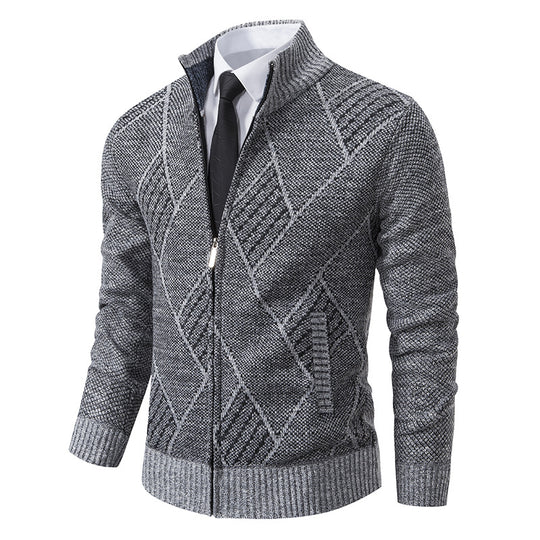 Herren Strickjacke mit modernem Muster und schmalem Schnitt EB