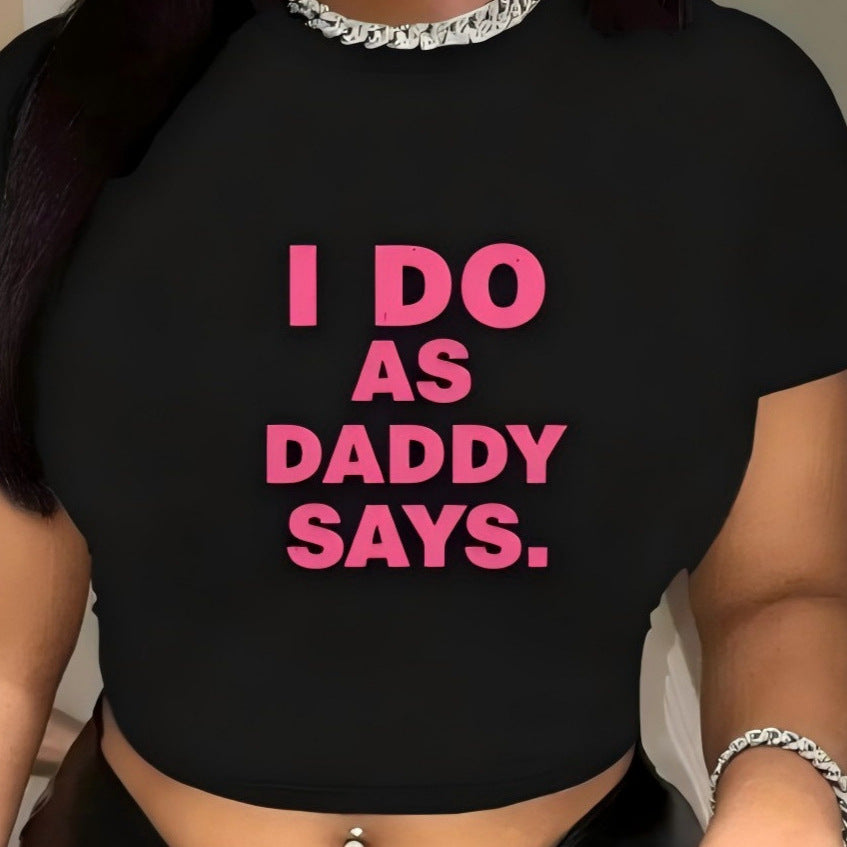 Damen Crop-T-Shirt mit kreativem Aussage-Design EB