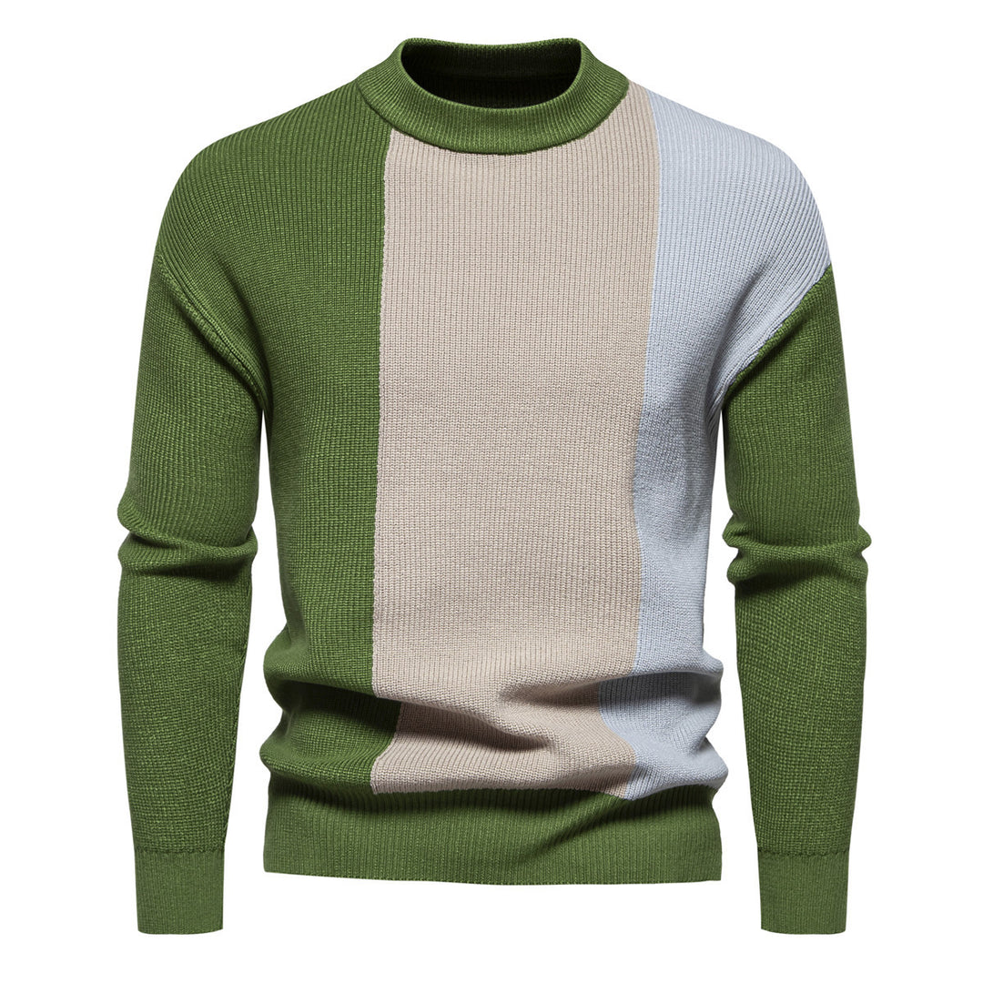 Herren Strickpullover mit modernem Farbblockdesign und hohem Kragen EB