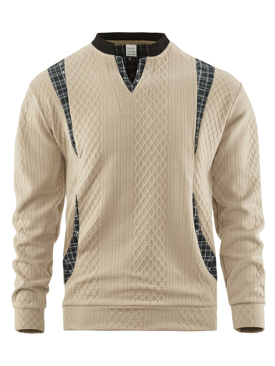 Herren Strickpullover mit modischen Karoelementen EB