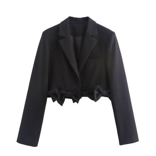 Damen cropped Blazerjacke mit Rüschendetails und schickem Schnitt EB
