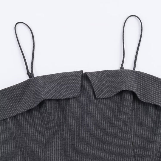 Damen Minikleid mit Rüschen und verstellbaren Trägern EB