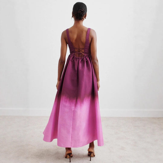 Damen nan bodenlanges Bustier-Maxikleid mit herzförmigem Dekolleté, breiten Trägern und geraffter Empire-Taille EB