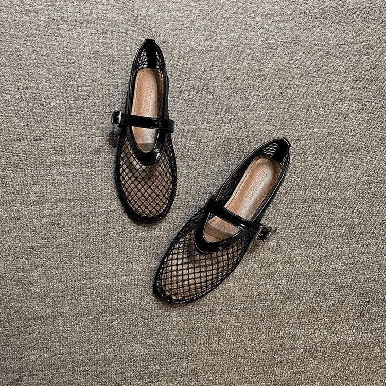 Damen-Mesh-Pantoletten mit verstellbarem Riemen und luftiger Netzstruktur EB