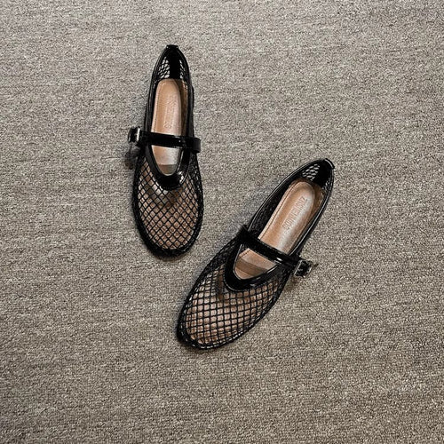 Damen-Mesh-Pantoletten mit verstellbarem Riemen und luftiger Netzstruktur EB